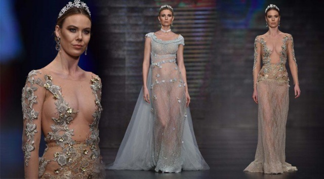 Transparan gelinlik şovu