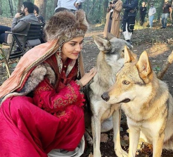 Fahriye Evcen kurtlarla poz verdi!