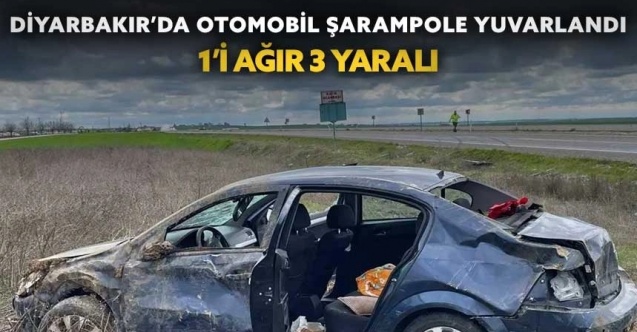 Diyarbakır’da otomobil şarampole yuvarlandı
