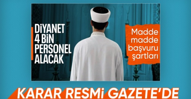 Resmi Gazete'de ilan edildi: Diyanet İşleri Başkanlığı 4 bin personel alımı yapacak