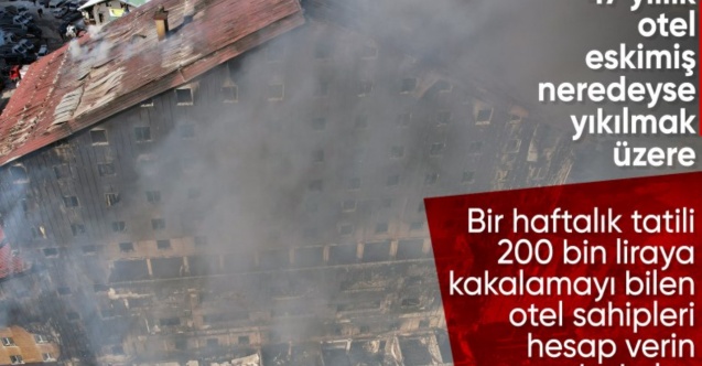 Bolu'da yanan otelin içinden görüntüler