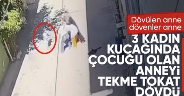 Bursa'da 3 kadın kucağında çocuğu olan anneyi tekme tokat darbetti