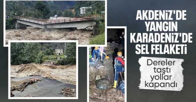 Doğu Karadeniz'de etkili olan yağış, sel ve heyelana neden oldu