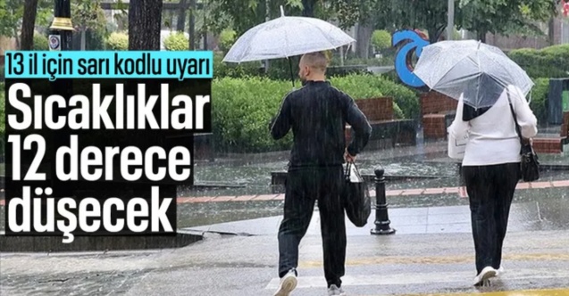 Sıcaklıklar 12 derece düşüyor: 13 ile sarı kodlu uyarı