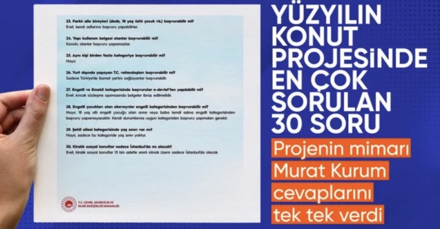 Murat Kurum paylaştı: Yüzyılın Konut Projesi'nde cevabı merak edilen sorular