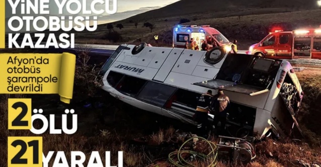Afyonkarahisar'da yolcu otobüsü kaza yaptı
