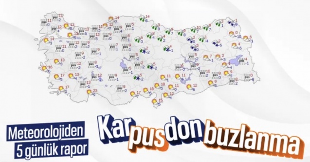 5 kente sarı kodlu kar uyarısı: Buzlanma ve don bekleniyor