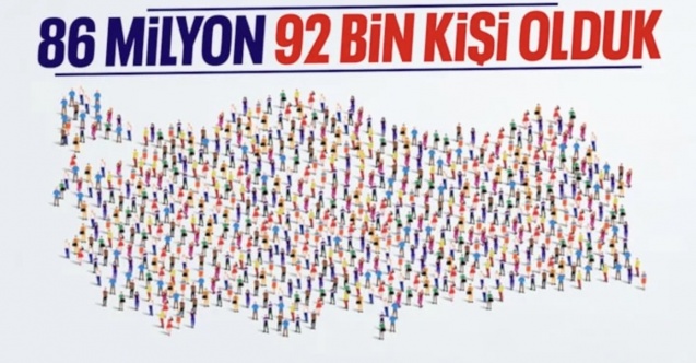 Türkiye nüfusu 86 milyon 92 bin 168 kişi oldu