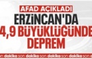 Erzincan'da 4.9 büyüklüğünde deprem