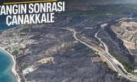 Çanakkale'de yangından sonra oluşan acı tablo havadan görüntülendi