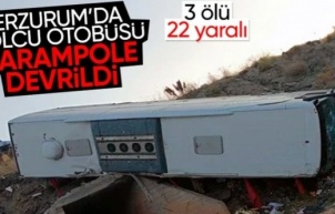Erzurum'da yolcu otobüsü devrildi! 3 kişi can verdi...