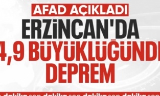 Erzincan'da 4.9 büyüklüğünde deprem