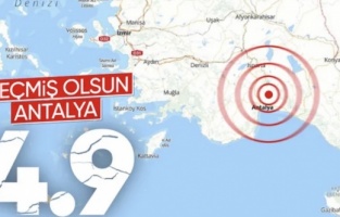 Antalya'da 4.9 büyüklüğünde deprem
