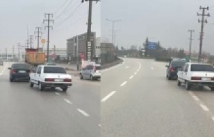 Bursa'da trafikte güldüren olay