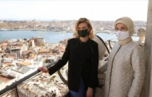 Emine Erdoğan, Olena Zelenska ile Galata Kulesi'ni ziyaret etti