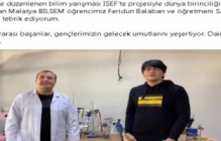Malatya'nın Dünya birincisi gencine tebrik yağıyor