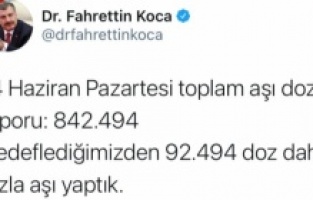 Bir günde aşılanan kişi sayısı rekor kırdı