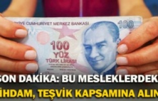 SON DAKİKA: Bu mesleklerdeki istihdam, teşvik kapsamına alındı!