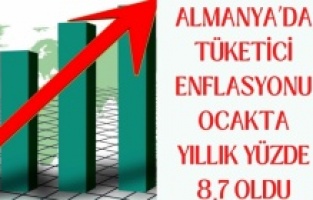 Almanya’da tüketici enflasyonu ocakta yıllık yüzde 8,7 oldu