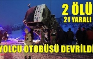Otobüs devrildi, 2 ölü, 21 yaralı