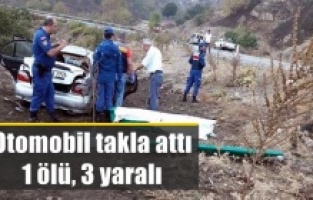 Kontrolden çıkan otomobil takla attı: 1 ölü, 3 yaralı