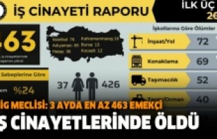 'Üç ayda 463 iş cinayeti yaşandı'