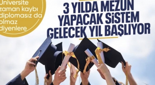 Üniversitede 3 yıllık eğitim dönemi gelecek yıl başlıyor