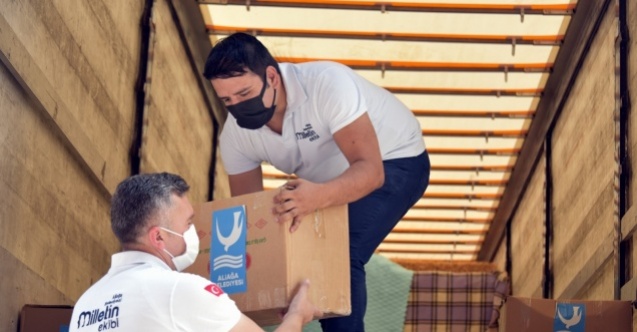 Aliağalı vatandaşlardan yangın bölgelerine destek