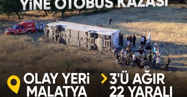 Malatya'da yolcu otobüsü devrildi
