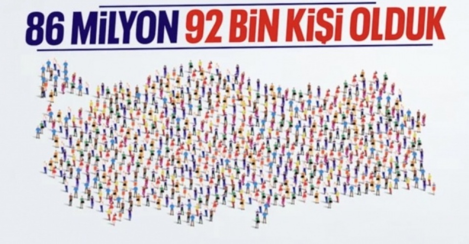 Türkiye nüfusu 86 milyon 92 bin 168 kişi oldu